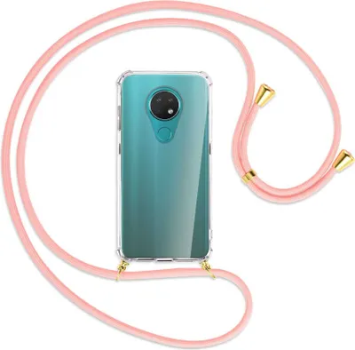 Produktbild von Handykette Backcover-Schutzhülle mit Band (Metall goldfarben) für Nokia 6.2 / 7.2 - rosa
