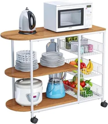 Productafbeelding van Keukenrek - Opbergrek - Keuken Organiseren - Met Wielen - 83x36x84 cm - A