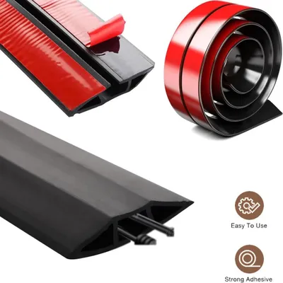 Obrázek produktu pro Kryt na podlahové kabely – Samolepicí kabelový kanál – Flexibilní PVC kryt pro kabely – Vhodné pro domácnost, kancelář a sklad