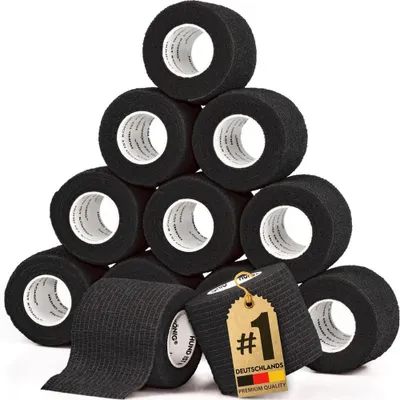 Produktbild von HUND IST KÖNIG® Verband selbstklebend, 5 cm breite Fixierbinde 12x4,7 m Selbstklebende Bandage für Mensch & Tier (Schwarz)