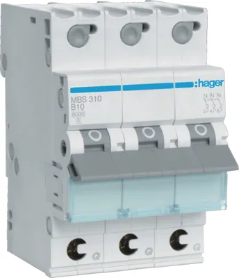 Immagine prodotto di Interruttore LS Hager a 3 poli 6 kA caratteristica B 10 A 3 moduli Hager MBS310, 1 pz.