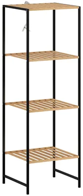 Immagine prodotto di Scaffale da bagno in bambù con 4 ripiani | Colore: legno naturale | Dimensioni: 36,5 x 33 x 110 cm