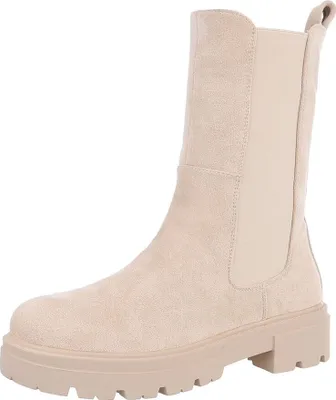 Produktbild von Ital-Design Damen Stiefeletten Leicht gefüttert Wildlederoptik Plateaustiefeletten 87417766 Beige Gr.  40