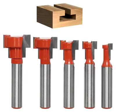 Produktbild von 5-teiliges T-Nutfräser-Set mit 8 mm Schaft