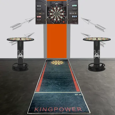 Produktbild von Schwarze Dartmatte mit weiß grauen Abwurflinien Größe - 100 x 285 cm