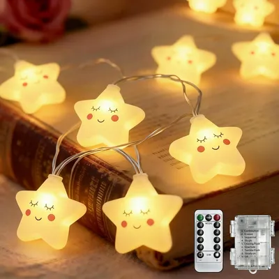 Lichterkette mit Sternen, 3 m, 20 LEDs, warmweiß, 8 Modi