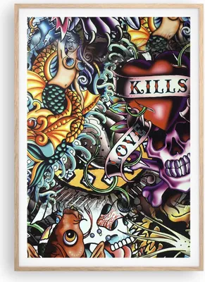 Produktbild von Gerahmtes Poster - Rahmen in heller Eiche - Graffiti modern - 70x100 cm - Wand Bild - Wanddeko - Wandbilder - Wandposter - Bilderrahmen - Bilder - Kunstdruck - Wandbild - P2NPA70x100-3759