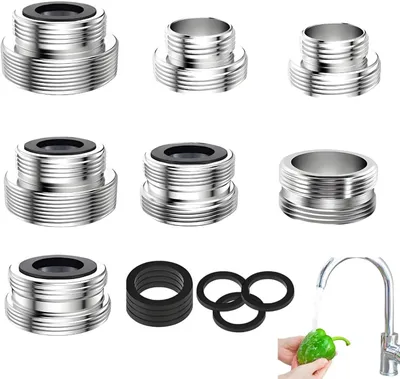 Produktbild von Hahnadapter Set 7-teilig, universelle Anschlüsse, inklusive Dichtungen, für Gartenschlauch