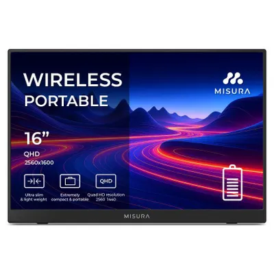 Zdjęcie produktu dla 16" przenośny bezprzewodowy monitor QHD 2.5K z baterią – MISURA P160QHBW