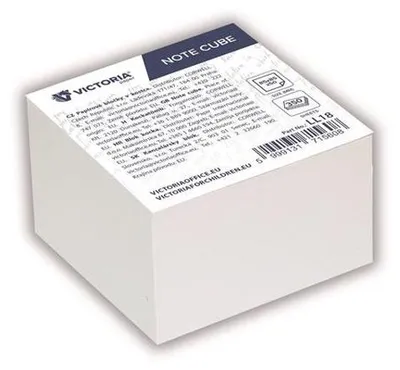 Obrázek produktu pro Papírové bločky v kostce, 85 x 85 x 50 mm, 350 listů, nelepené, VICTORIA OFFICE