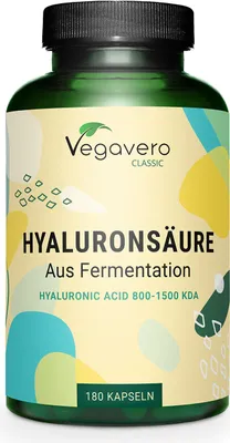 Produktbild von Vegavero Hyaluronsäure | 180 Kapseln | aus Fermentation | 600 mg pro Kapsel | natürlich | vegan