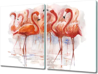 Produktbild von Coloray Hackbrett Kochplattenabdeckung Herdabdeckplatte 2x40x52 cm Schneidebrett Küchenbrett - Tier Flamingo