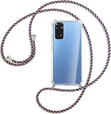 Produktbild von Handykette Backcover-Schutzhülle mit Band (Metall silberfarben) für Xiaomi Redmi Note 11S 4G - blau+beige