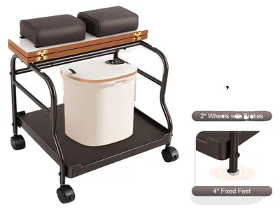 Image de Baignoire de pieds, construction en fer et en bois, design portable et pliable, capacité de charge de 18 kg, idéale pour une utilisation dans la salle de bain, polyvalente pour les soins des pieds et les massages