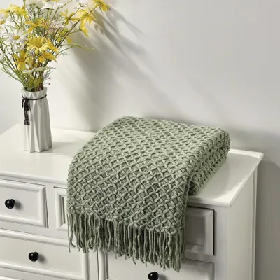 Produktbild von Boho Gehäkelte Decke für Sofa und Bett, Weich und Warm