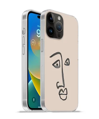 Produktbild von MuchoWow® Handyhülle Schutzhülle Hülle für Apple iPhone 14 Pro Max Gesicht - Rosa - Strichzeichnung Silikon Softcase Handy Hülle - Hardcover