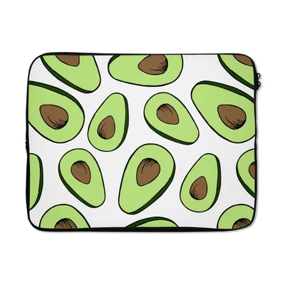 Produktbild von MuchoWow® Laptop Hülle 17 Zoll Laptoptasche Avocado - Muster - Pastell - Zipper - Schutzabdeckung