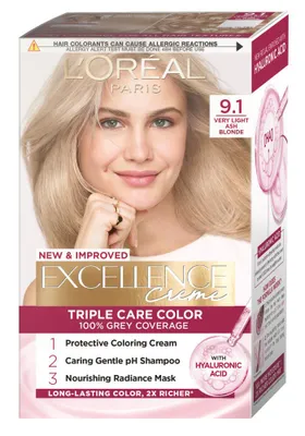 Produktbild von L'Oral Paris Excellence Creme Permanent Hair Color 9.1 Very Light Ash Blonde