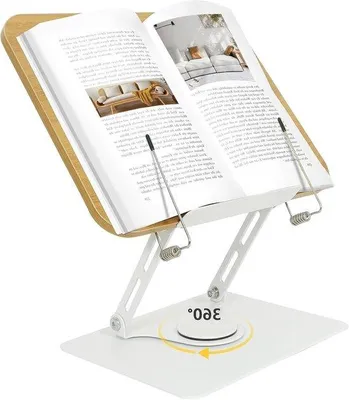 Produktbild von Famanu Buchständer 360 Grad drehbar - höhenverstellbarer Küchenbuchhalter mit Aluminiumlegierung