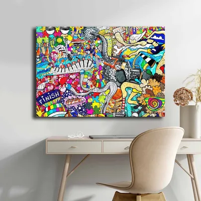 Produktbild von Wallity, 70100POP-010, Dekorative Leinwandmalerei, Mehrfarbig, 100 % LEINWAND, 70 x 100 cm