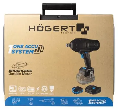 Produktbild von Schlagschrauber Akku 18V bürstenlos Högert Technik, 1000 Nm, 3/4", mit 6,0 Ah Akku, Ladegerät und Koffer – OneAccuSystem