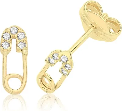Produktbild von Stylische 9 Karat (375) Gold Damen - Paar Ohrstecker mit Zirkonia - 8mm*3mm; TRS36199