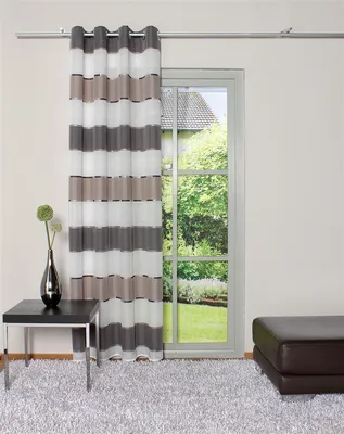 Produktbild von Home Wohnideen Ösenschal, Ösenschal Deko Querstreifen 1 teilig 245 x 140 cm Stein
