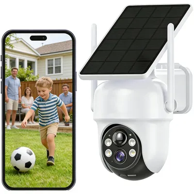 Image de Kit de caméras de surveillance EXTÉRIEURES sans fil Wi-Fi 4 MP, vidéosurveillance solaire avec vision nocturne