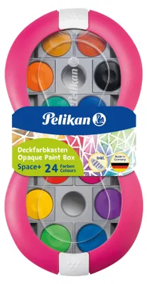 Produktbild von Pelikan Deckfarbkasten Space+ 24, Schwarz, Blau, Braun, Grün, Magenta, Orange, Pink, Rot, Violett, Gelb, 24 Stück(e)