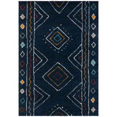 Zdjęcie produktu dla Granatowy gruby dywan shaggy do salonu 160x230cm