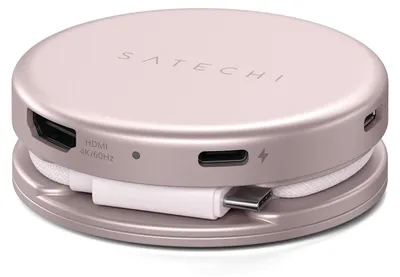 Immagine prodotto di Satechi, Hub multipresa 5-in-1 USB-C con uscita HDMI / USB-A / 2 USB-C / slot per scheda SD, modello OntheGo, rosa
