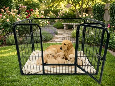 Produktbild von Welpenauslauf Puppy Größe L Welpenlaufstall Freigehege Tierlaufstall Hunde Laufstall Welpen, KI-generiertes Bild