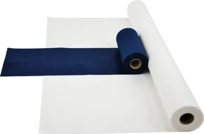 Produktbild von Sensalux Kombi-Set 1 Tischdeckenrolle 1m x 25m weiß + Tischläufer 30cm blau
