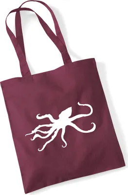 Produktbild von Huuraa Jutebeutel Oktopus Silhouette 10 Liter Burgundy Baumwolle Tasche Geschenkidee
