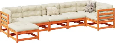 Produktbild von Best Möbel 7-tlg. Garten-Sofagarnitur Wachsbraun Massivholz KieferGartenmöbelgarnituren - 2024 Neu