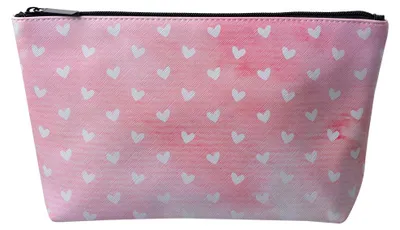 Produktbild von Clayre & Eef Damenkulturtasche 26x6x16 cm Rosa Weiß Kunststoff Herzen