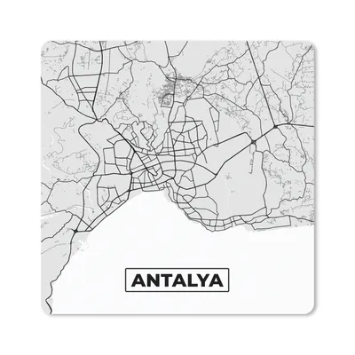 Produktbild von MuchoWow® Mauspad Mousepad Antalya - Stadtplan - Schwarz und weiß - Karte 30x30 cm - Mousepads - Maus Mat - Pad - Mausunterlage - Gaming