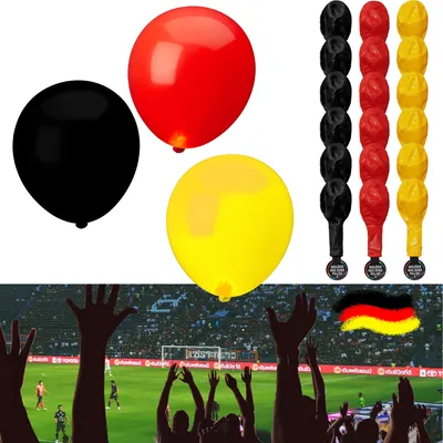 Produktbild von Luftballons Deutschland mit LED 6x3er Pack Schwarz/Rot/Gold Fanartikel Fussball Ballons Leuchtballons
