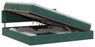 Obrázok produktu pre vidaXL Úložná posteľ s čelom, tmavozelená, 200 x 200 cm, zamat