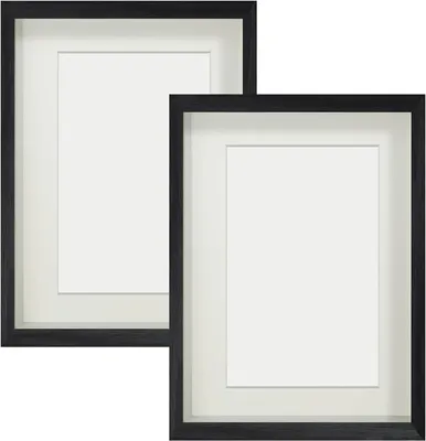Productafbeelding van 3D fotolijsten set - Objectlijsten diep - Herinneringen n - Inclusief passe-partout - A4 formaat - Zwart