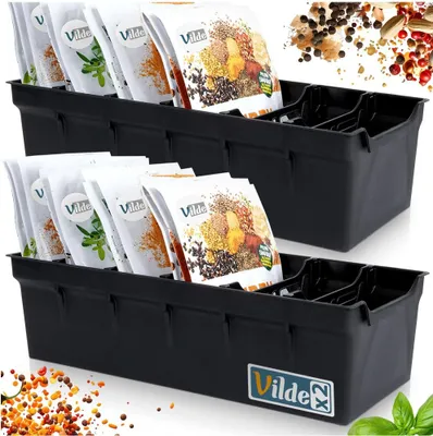 Produktbild von Vilde | Gewürzbehälter - Schwarz - 30 x 13 x 8 cm - 2 Stück - Küchenorganisation