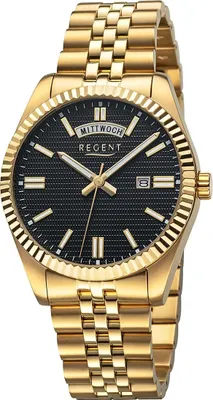 Image de Montre Regent en acier inoxydable pour hommes Montre analogique bracelet métallique or D2URBA884