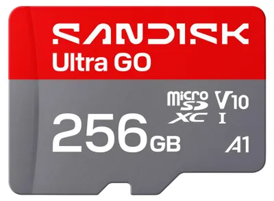 Zdjęcie produktu dla SanDisk Ultra GO, 2 GB, MicroSDXC, UHS-I, 190 MB/s, V10, Szary, Czerwony