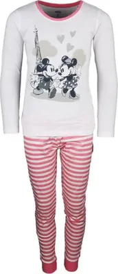 Produktbild von Disney Minnie und Mickey Maus in Paris Kinder Schlafanzug Pyjama lang – 104 / Weiß