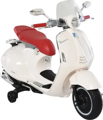 Produktbild von HOMCOM Kinder Elektro-Motorrad, 6V Kindermotorrad mit Scheinwerfer, Musik, Vor- und Rückwärtsgang, Trainingsräder, 30 kg belastbar, Elektromotorrad für 3-6 Jahre Kinder, Weiß
