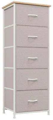 Productafbeelding van Stoffen commode met 5 lades, asgrijs, 30x42x114,5 cm