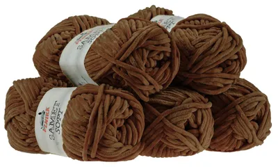 500g Strickgarn Samet Soft Chenille-Strickgarn Samtwolle Strickwolle rehbraun