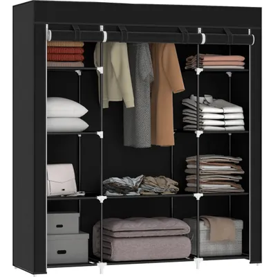 Produktbild von Stoffschrank Kleiderschrank,Stoffschrank, Faltschrank, 1 Kleiderstange, 9 Regale, 150*43*162,5 cm