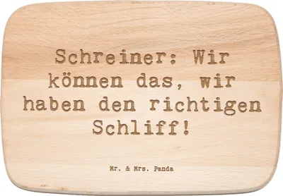 Produktbild von Mr. & Mrs. Panda Frühstücksbrett Spruch Schreiner Kompetenz - Transparent - Geschenk, Schreinerberufe, Tischler, wir haben den richtigen Schliff, Schneidebrett, brotbrett