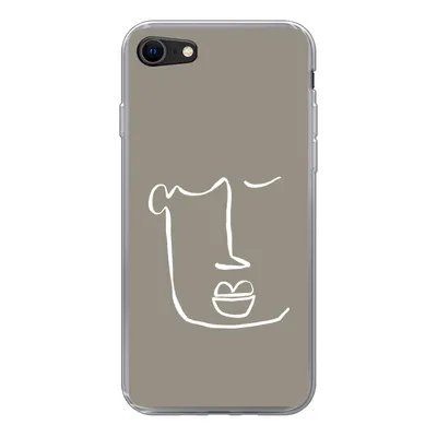 Produktbild von MuchoWow® Handyhülle Schutzhülle Hülle für iPhone SE 2022 Lippen - Abstrakt - Strichzeichnung Silikon Softcase Handy Hülle - Schutzhülle